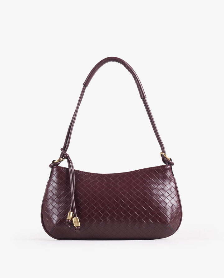BURGUNDY BRAIDED BAGUETTE BAG
