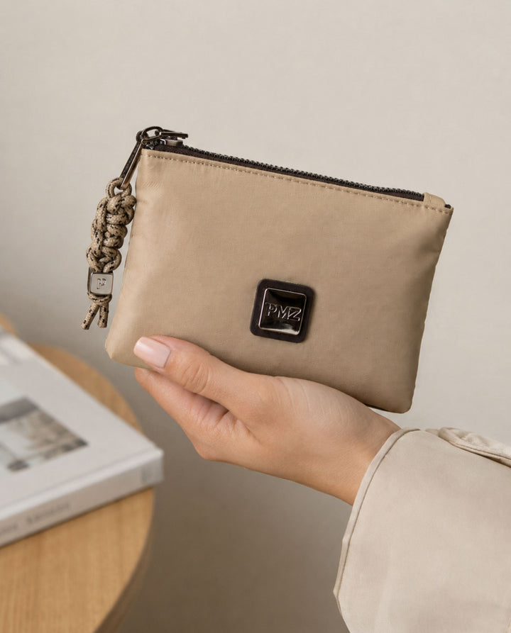 PORTAMONETE NYLON BEIGE