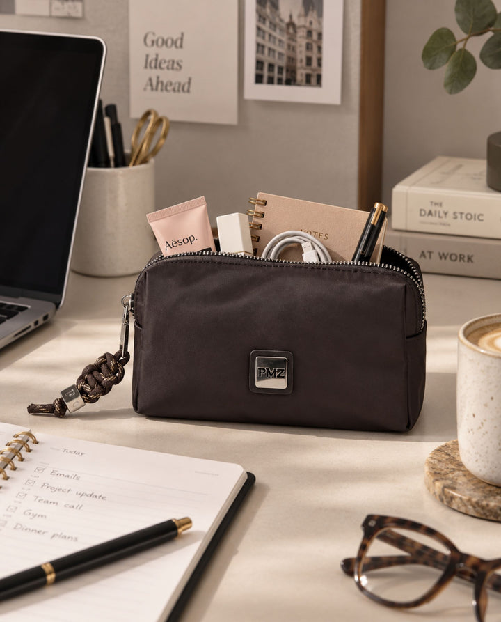 BROWN NYLON PENCIL CASE
