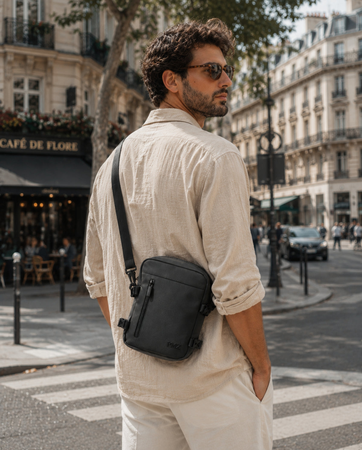 BLACK RUBBERISED CROSSBODY BAG
