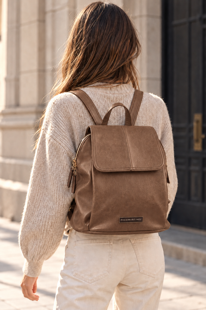 CAMEL FLAP BACKPACK