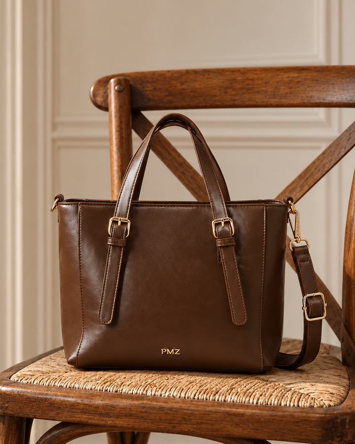 BROWN GLOSSY TOTE