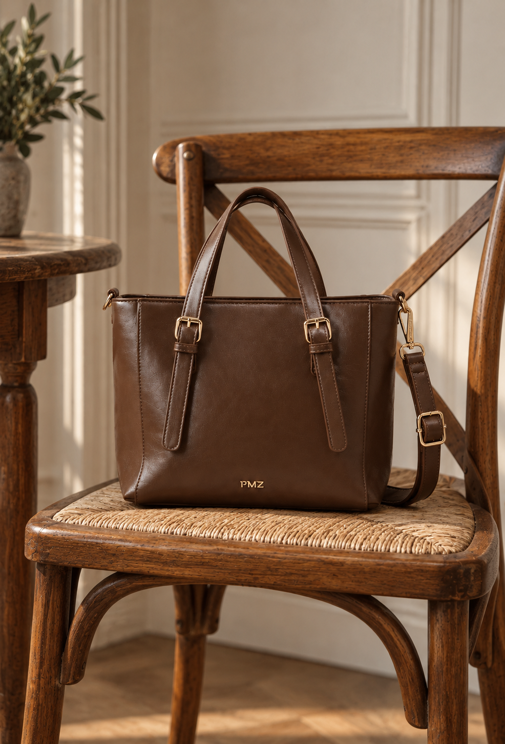 TOTE BRILLO MARRÓN
