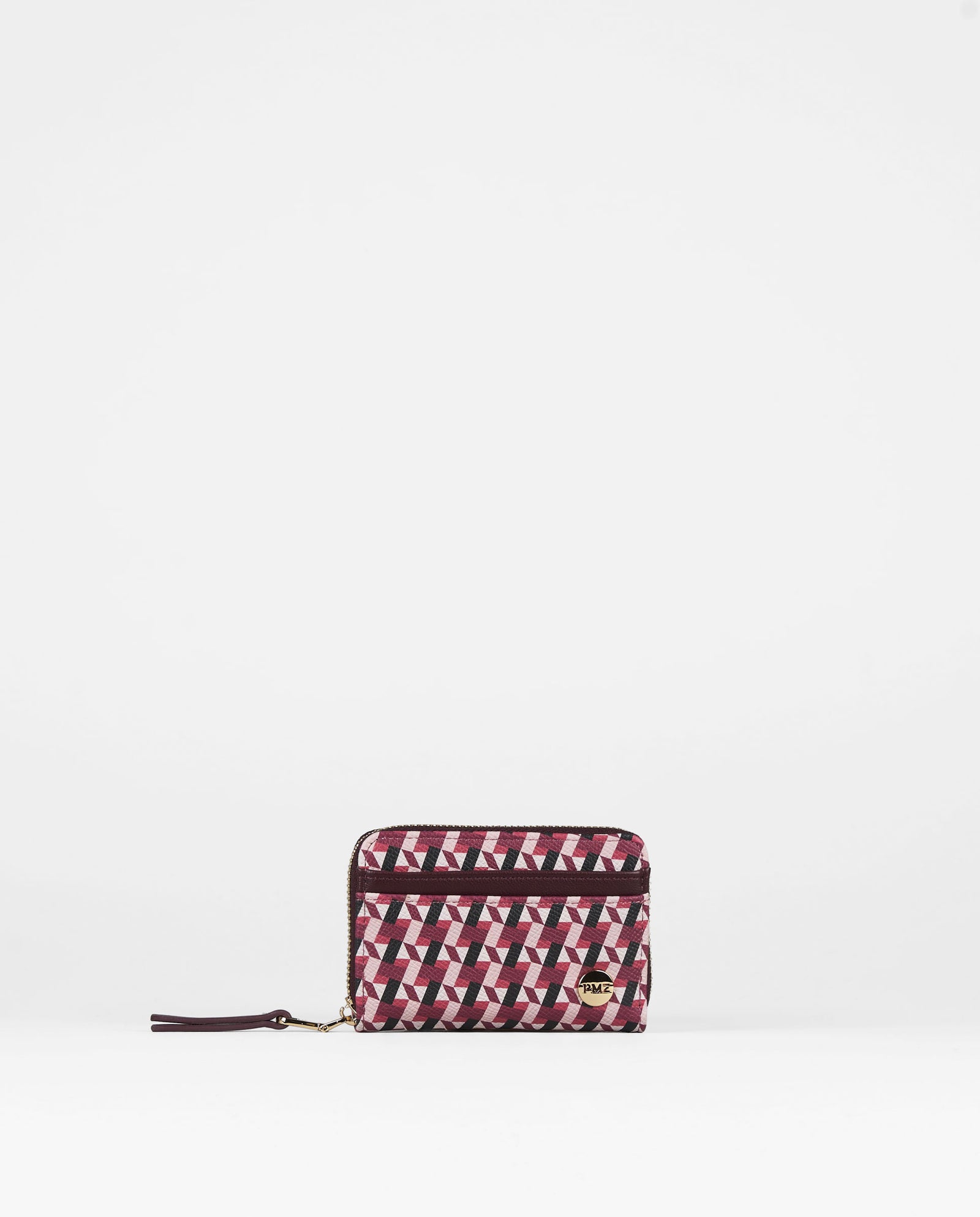 MONEDERO TARJETERO GEOMETRICO ROSA MEDIANO