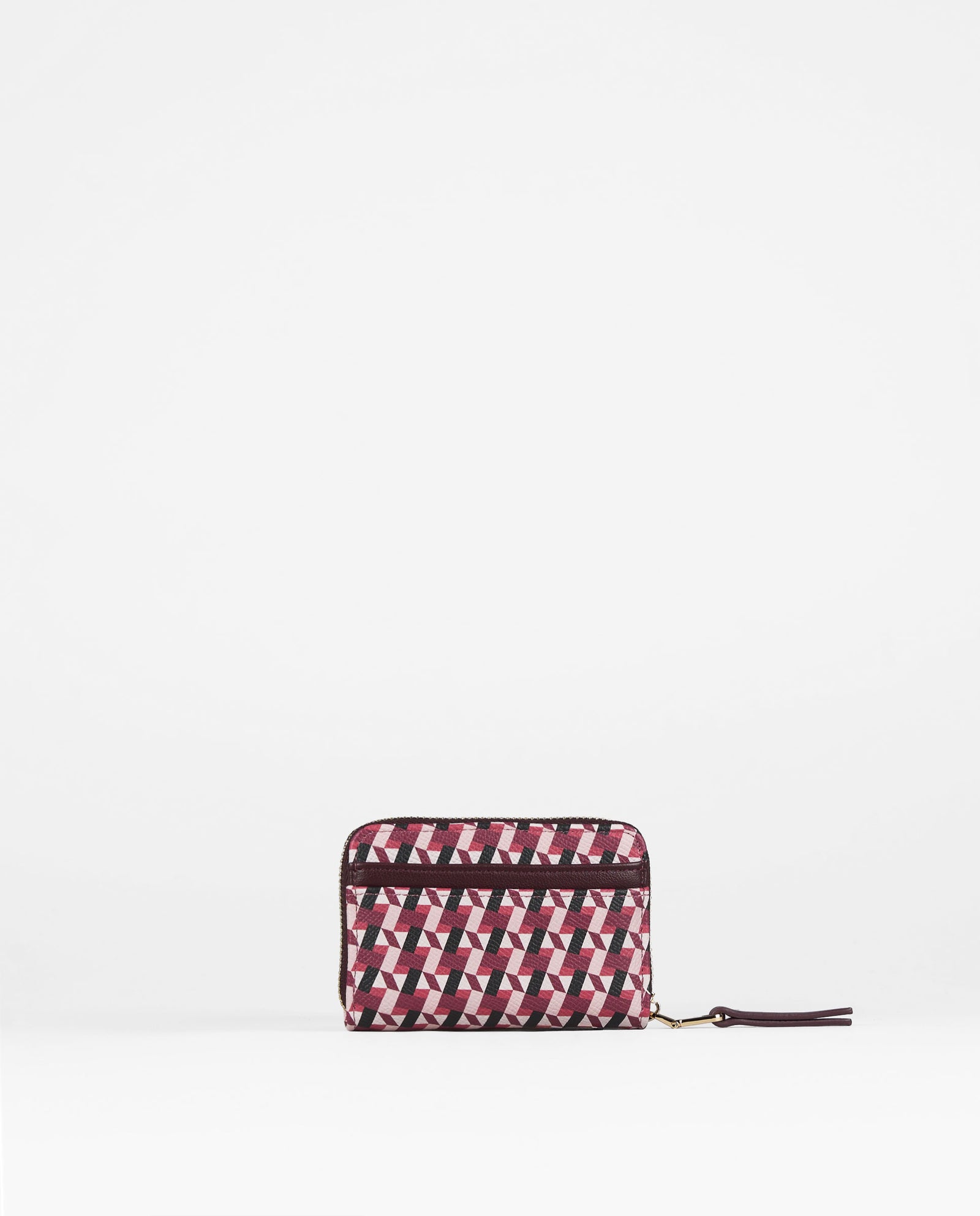 MONEDERO TARJETERO GEOMETRICO ROSA MEDIANO