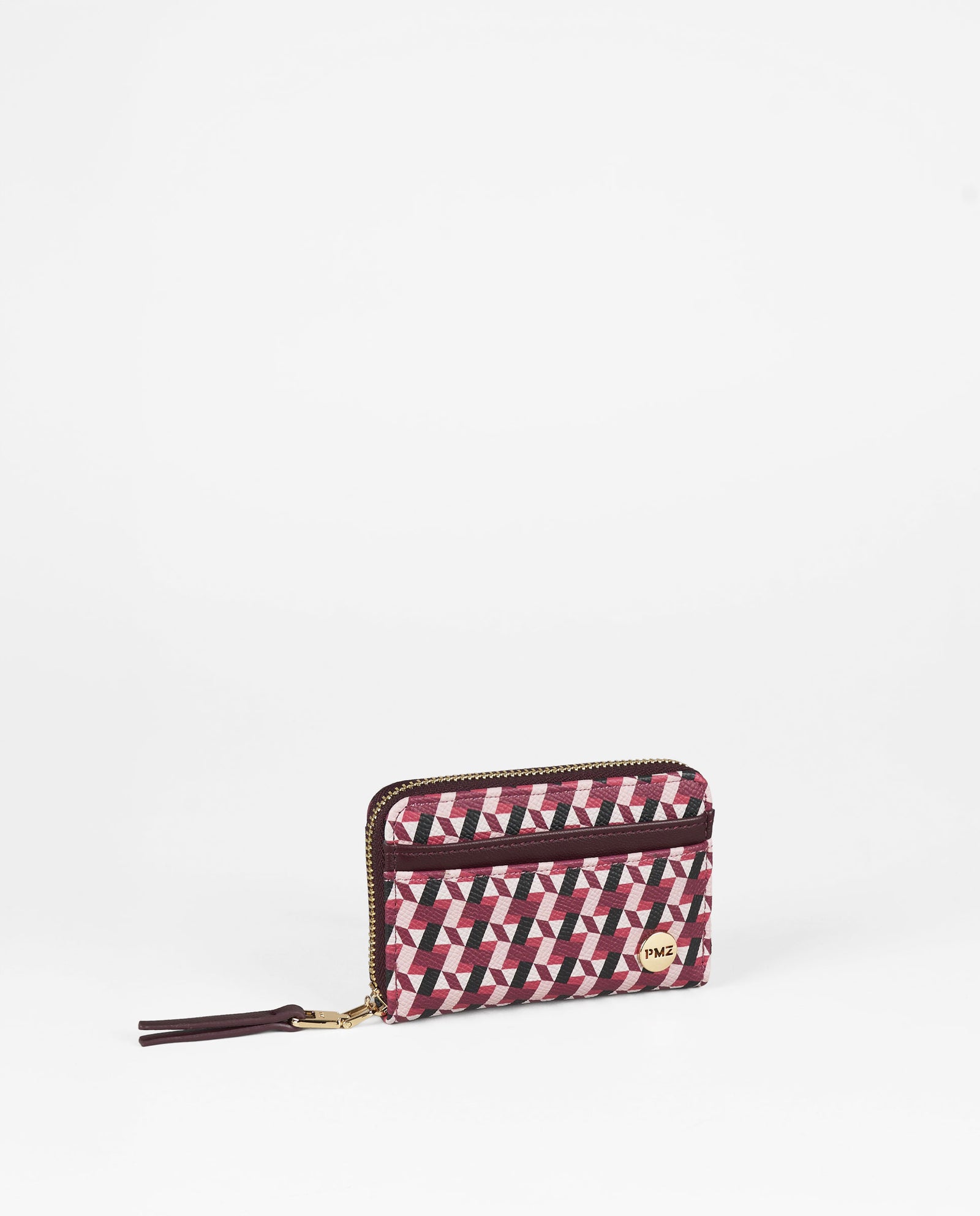 MONEDERO TARJETERO GEOMETRICO ROSA MEDIANO