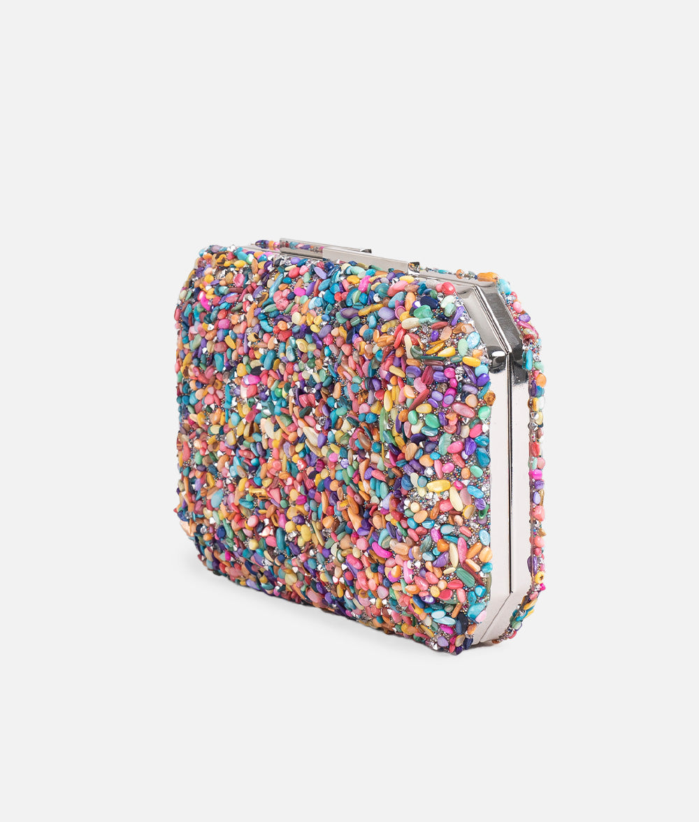 BOLSO CLUTCH PEDRERIA MULTICOLOR