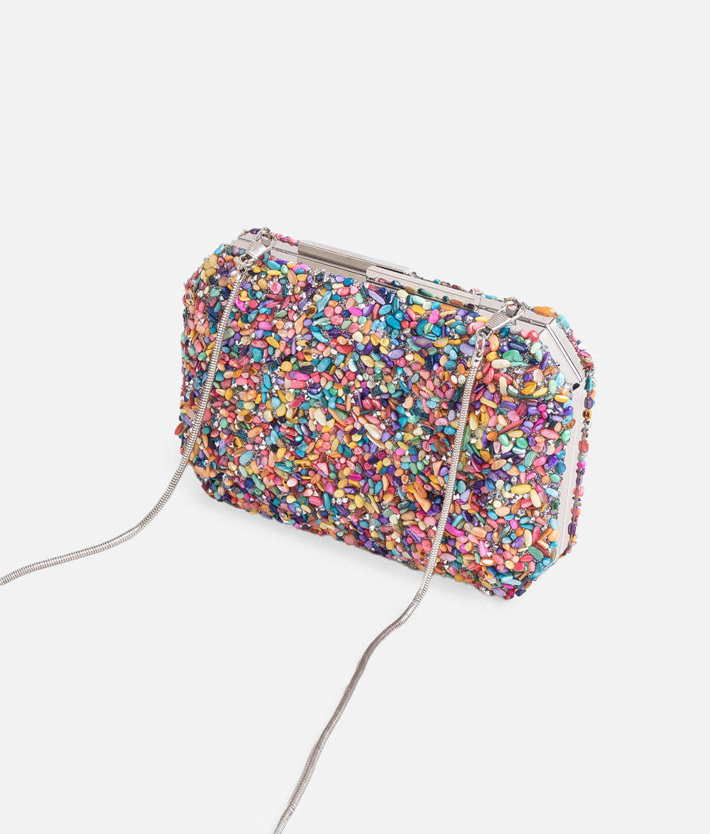 BOLSO CLUTCH PEDRERIA MULTICOLOR