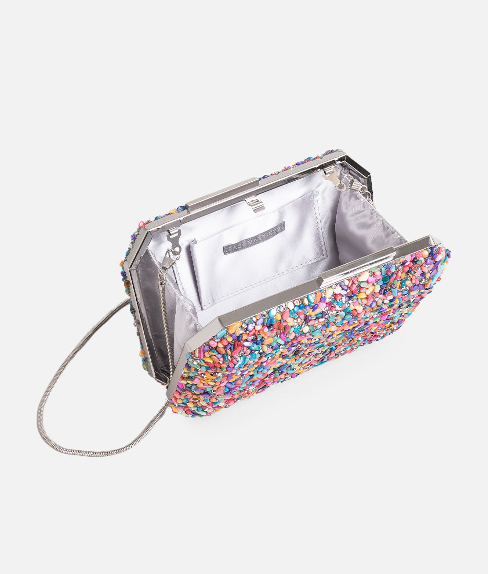 BOLSO CLUTCH PEDRERIA MULTICOLOR