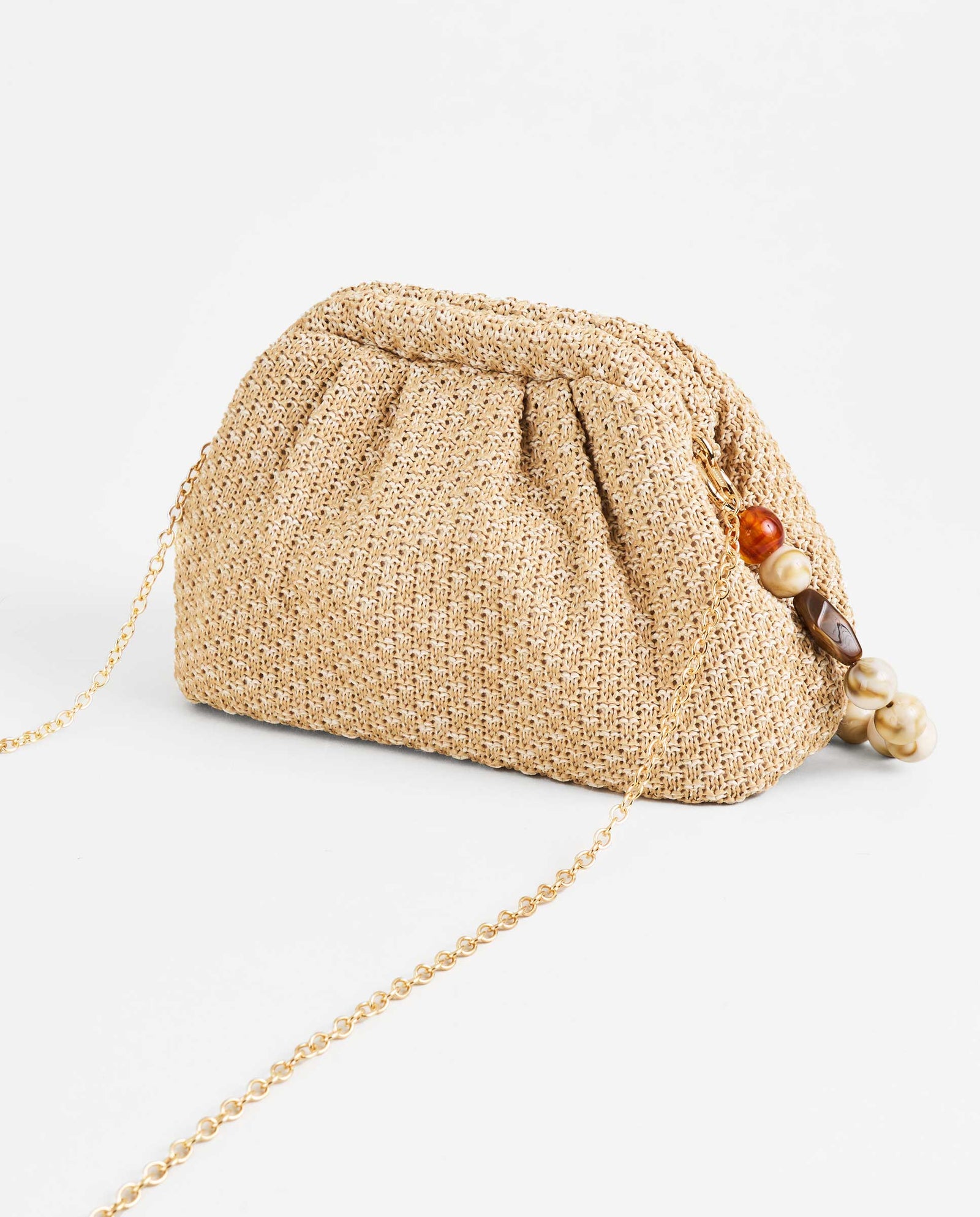 BOLSO DE MANO RAFIA BOLAS