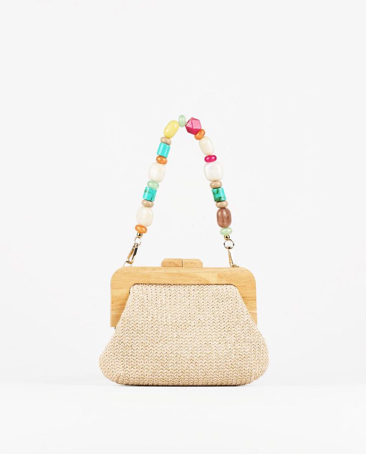 BOLSO DE MANO RAFIA BOLAS