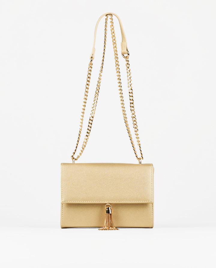 BOLSO BANDOLERA DORADO ABALORIO