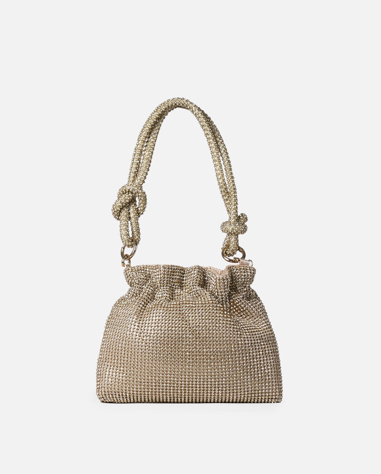 BOLSO DE SACO STRASS ORO