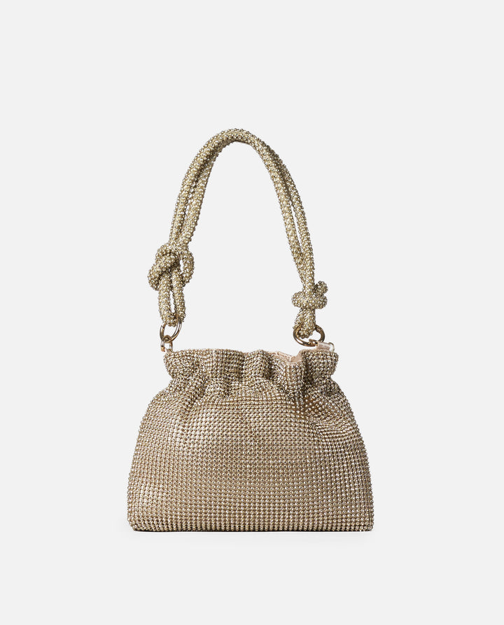 BOLSO DE SACO STRASS ORO
