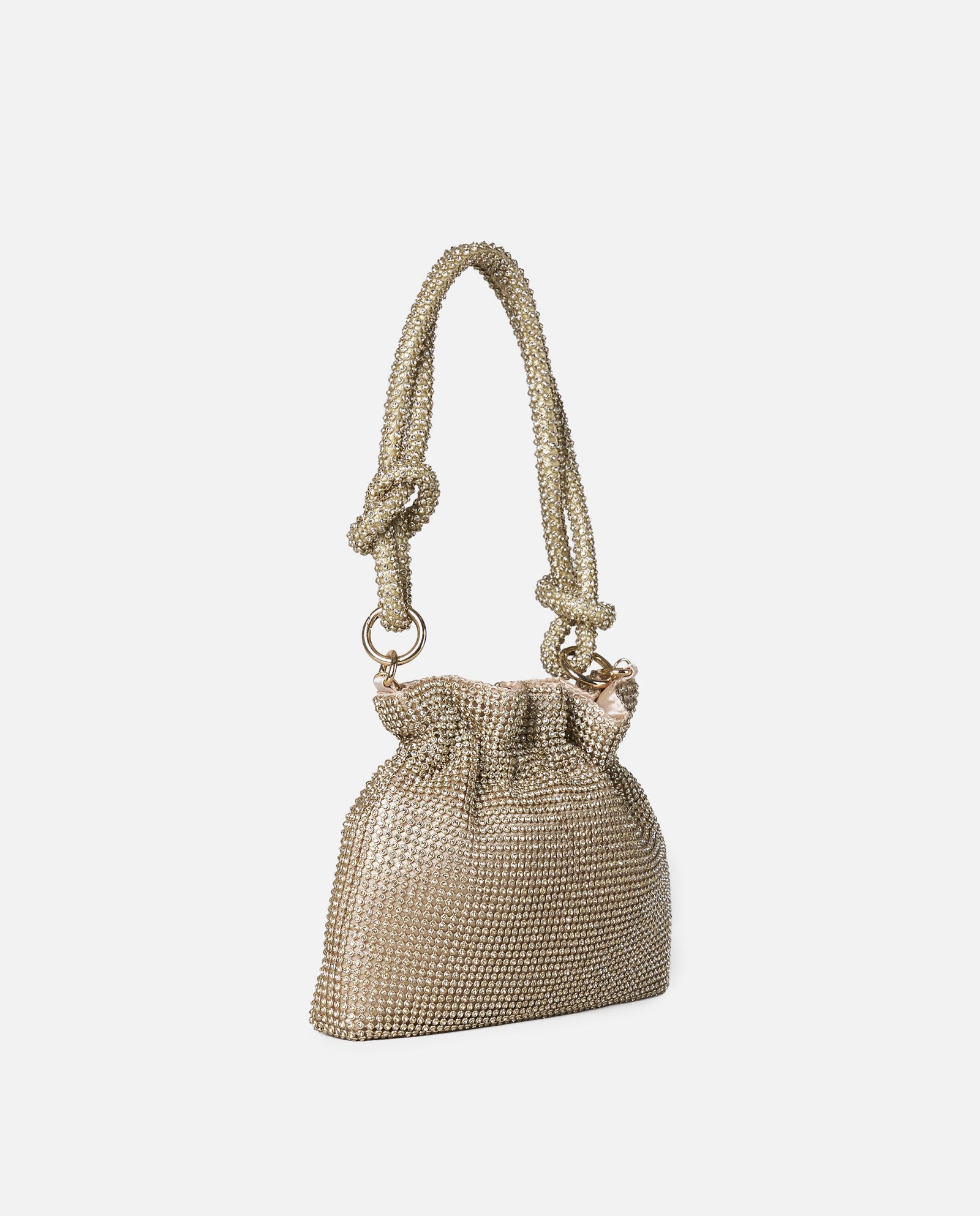 BOLSO DE SACO STRASS ORO