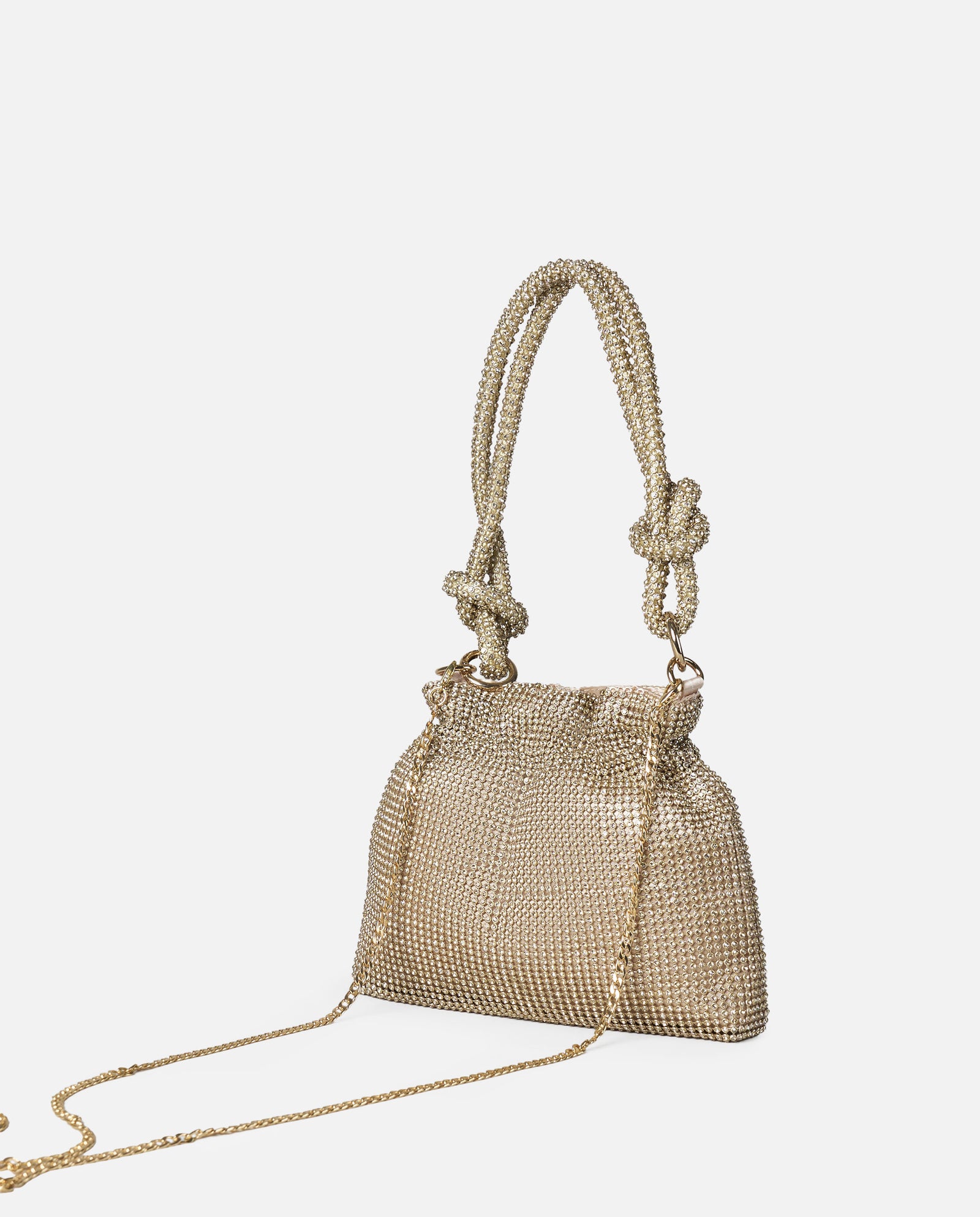 BOLSO DE SACO STRASS ORO