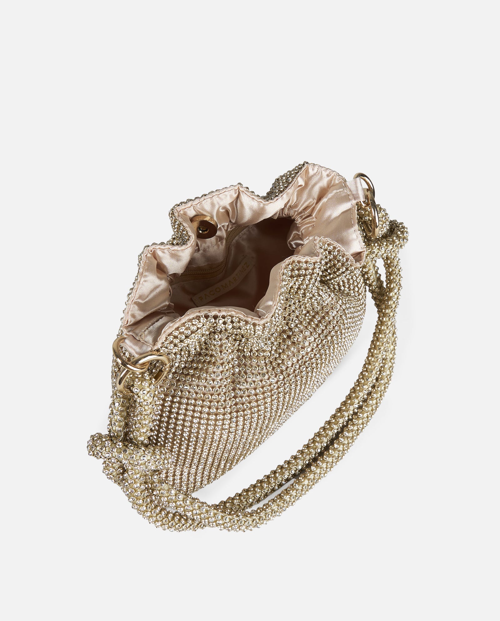 BOLSO DE SACO STRASS ORO