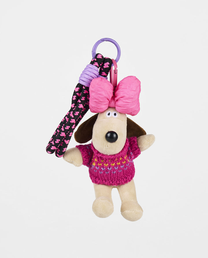LLAVERO PELUCHE PERRO LAZO ROSA