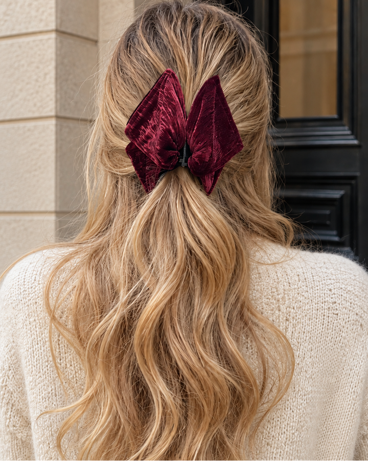 MOLA DE CABELO VELUDO VERMELHO