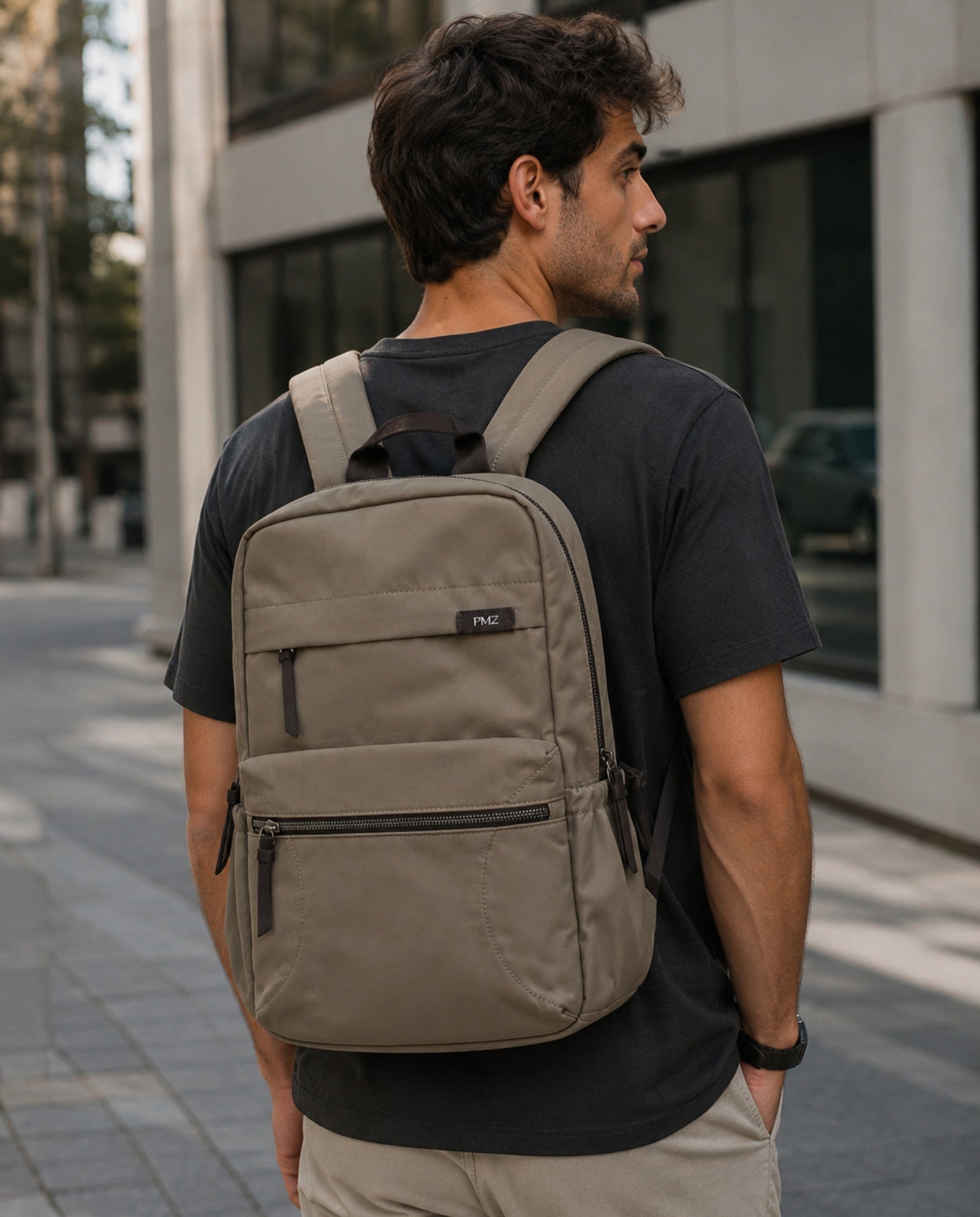 MOCHILA NYLON BEIGE
