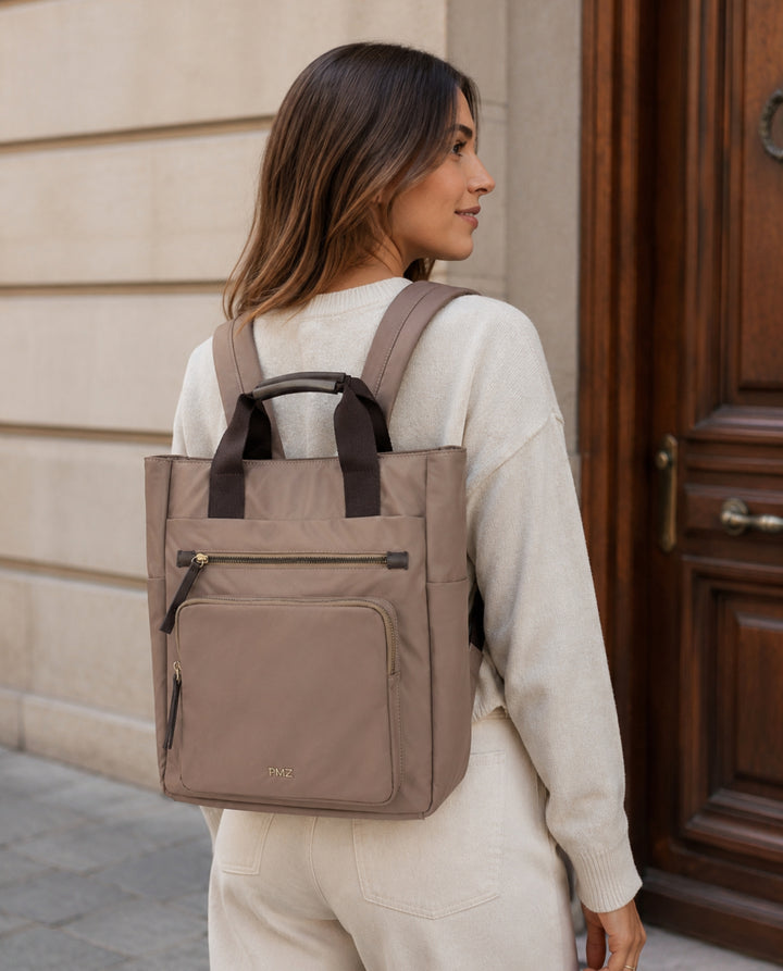 MOCHILA NYLON BEIGE