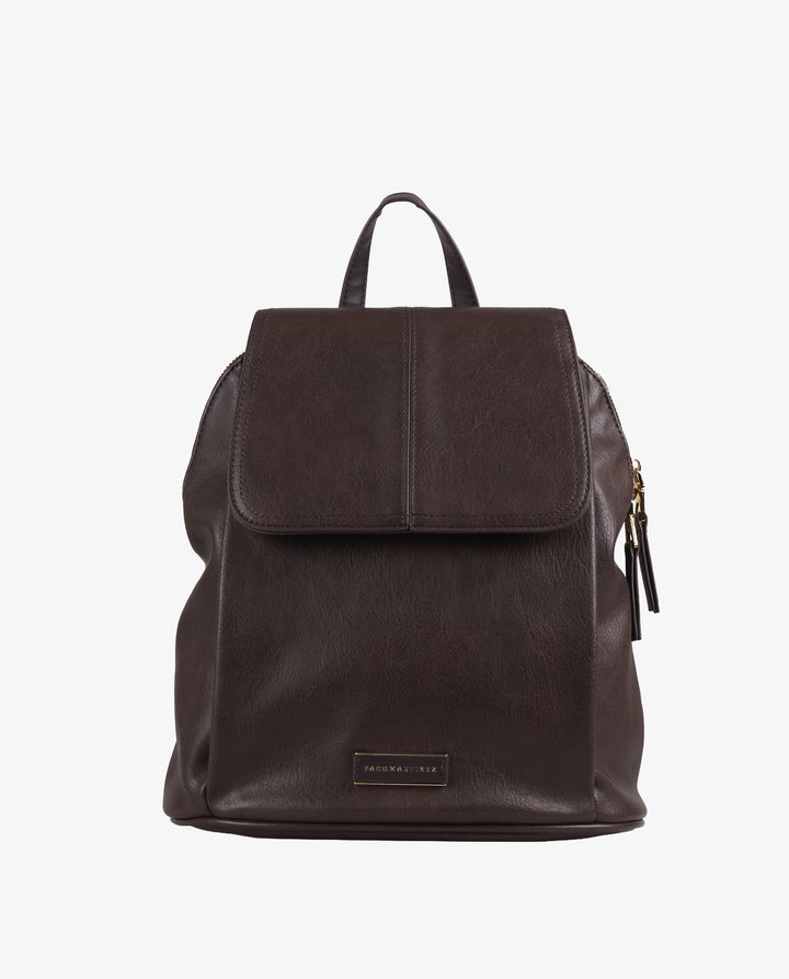 BROWN FLAP BACKPACK