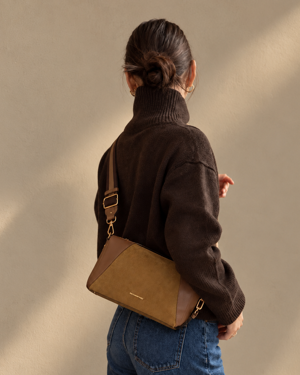 UMHÄNGETASCHE COMBI NOBUCK CAMEL