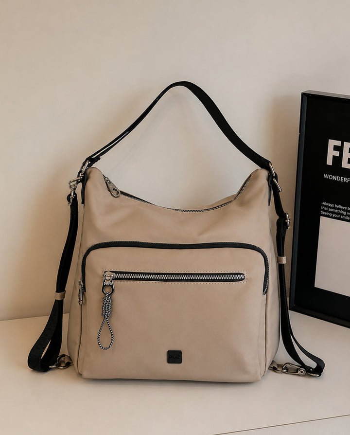 MOCHILA HOMBRO ENGOMADO BEIGE