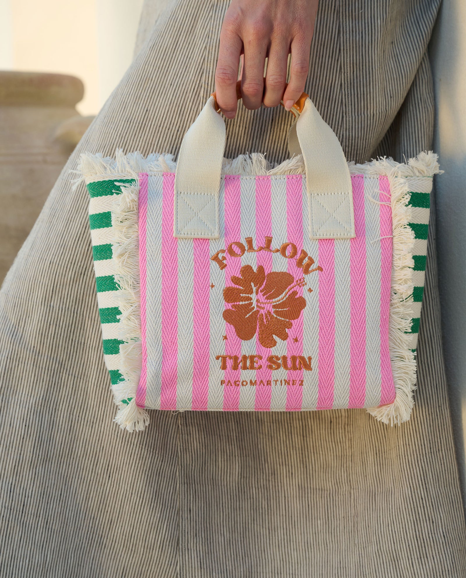 BOLSO RAYAS ROSA