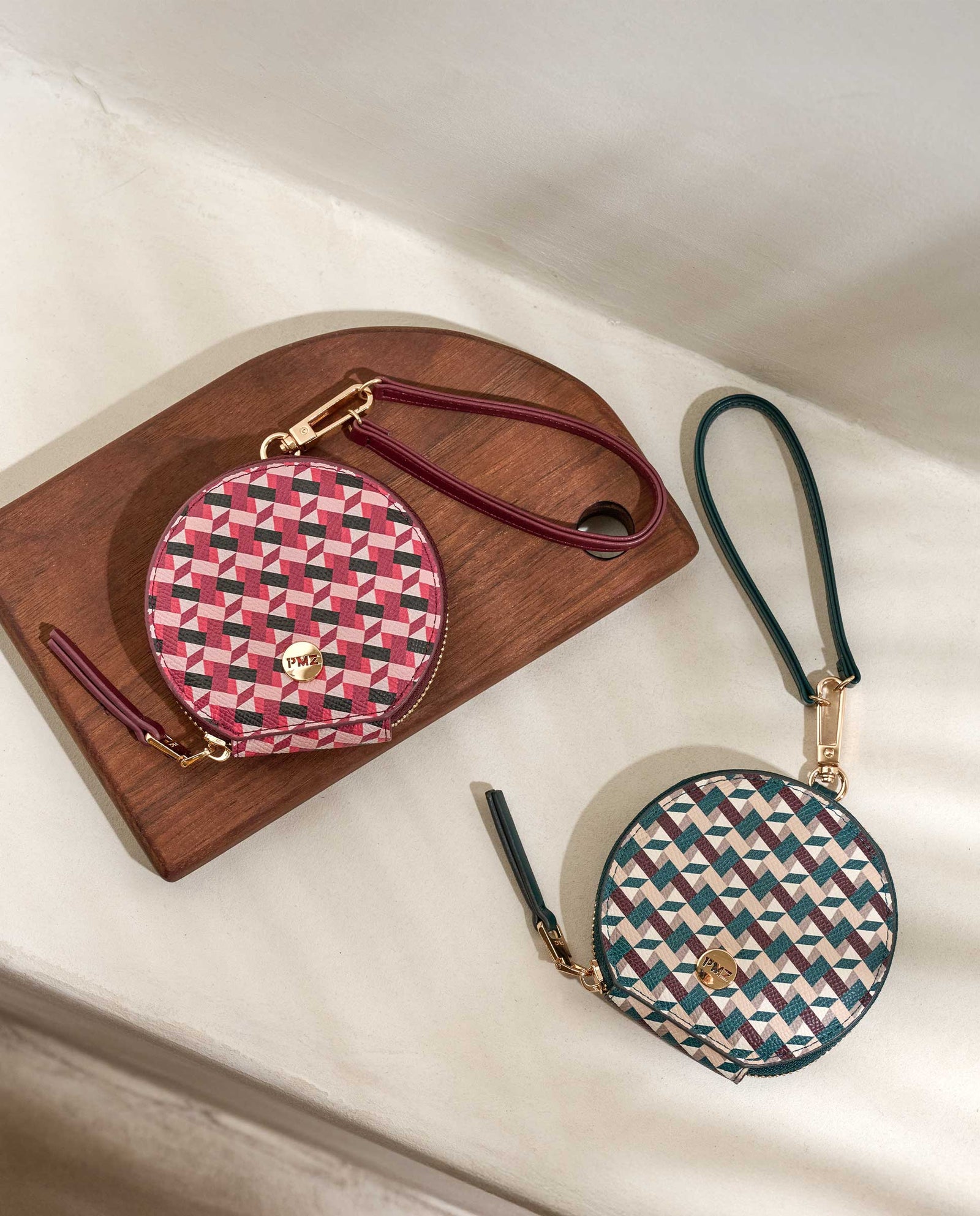 MONEDERO GEOMETRICO ROSA