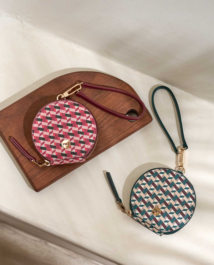MONEDERO GEOMETRICO ROSA