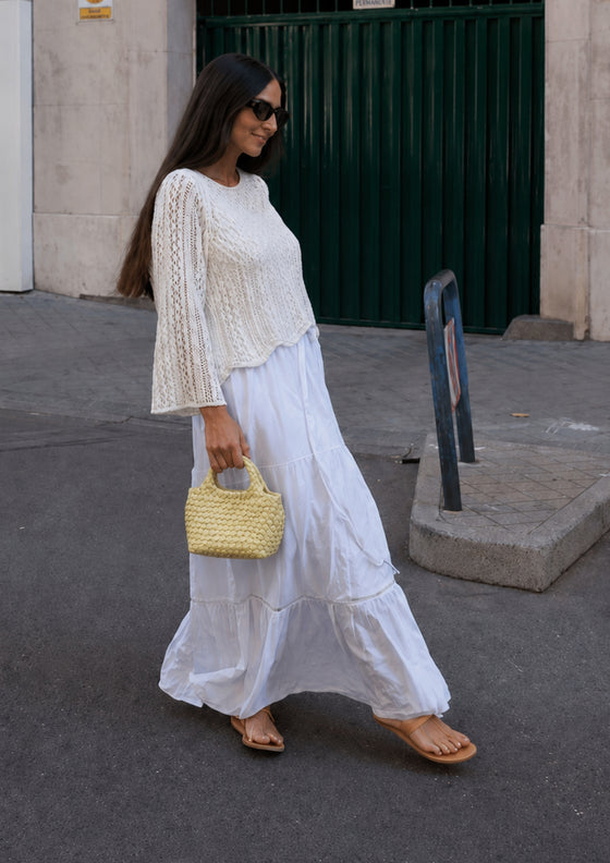 MINI TOTE TRENZADO AMARILLO