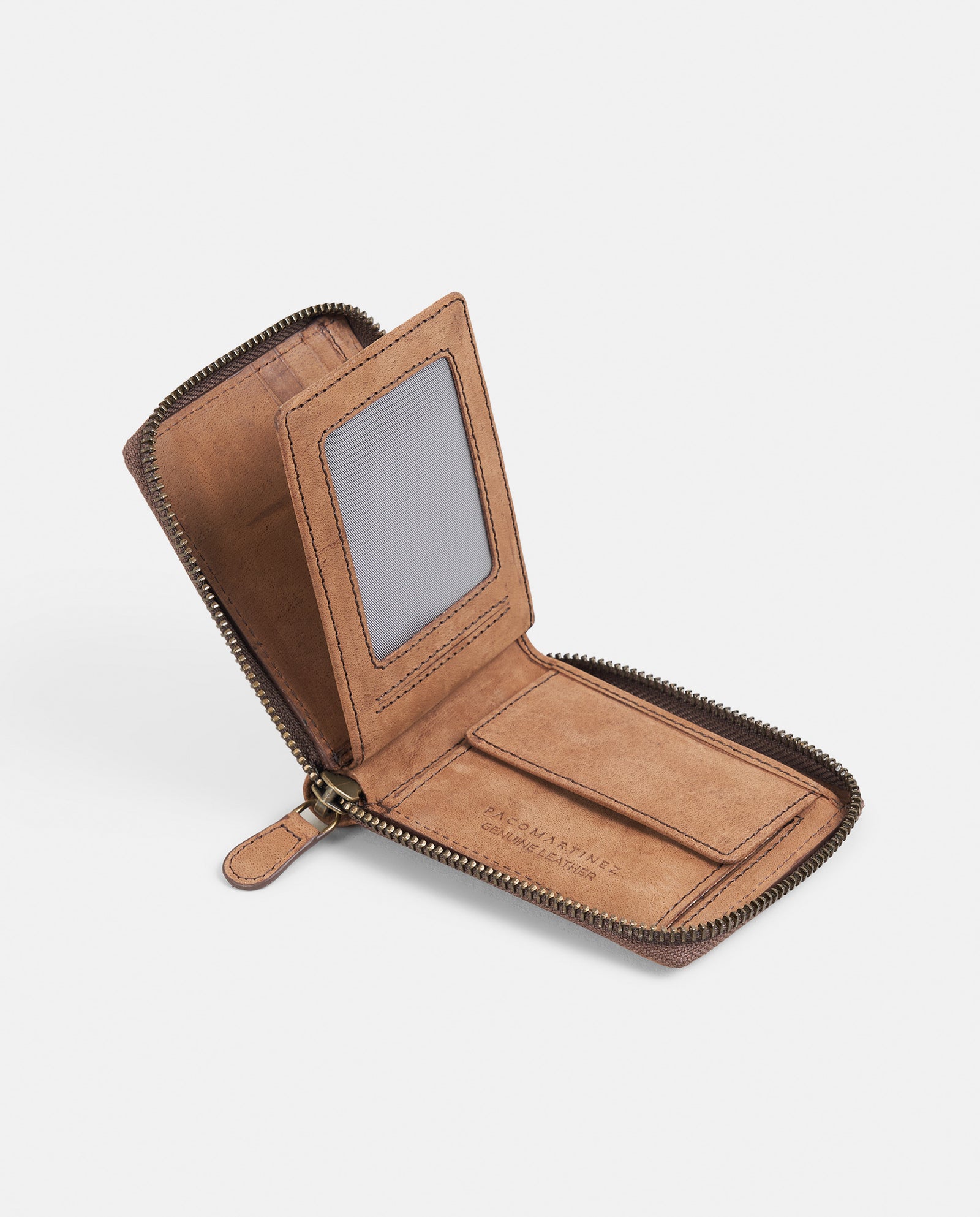 BILLETERA CREMALLERA VINTAGE PIEL