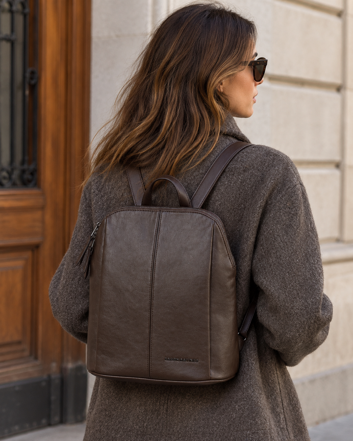 BROWN FAUX LEATHER BACKPACK