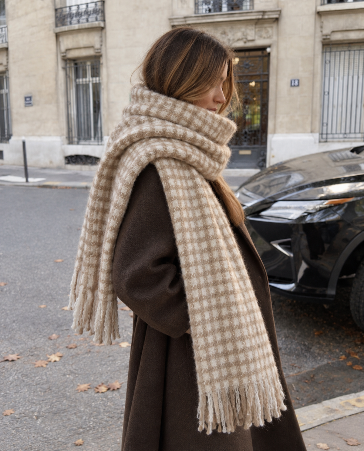 BUFANDA CUADROS BEIGE